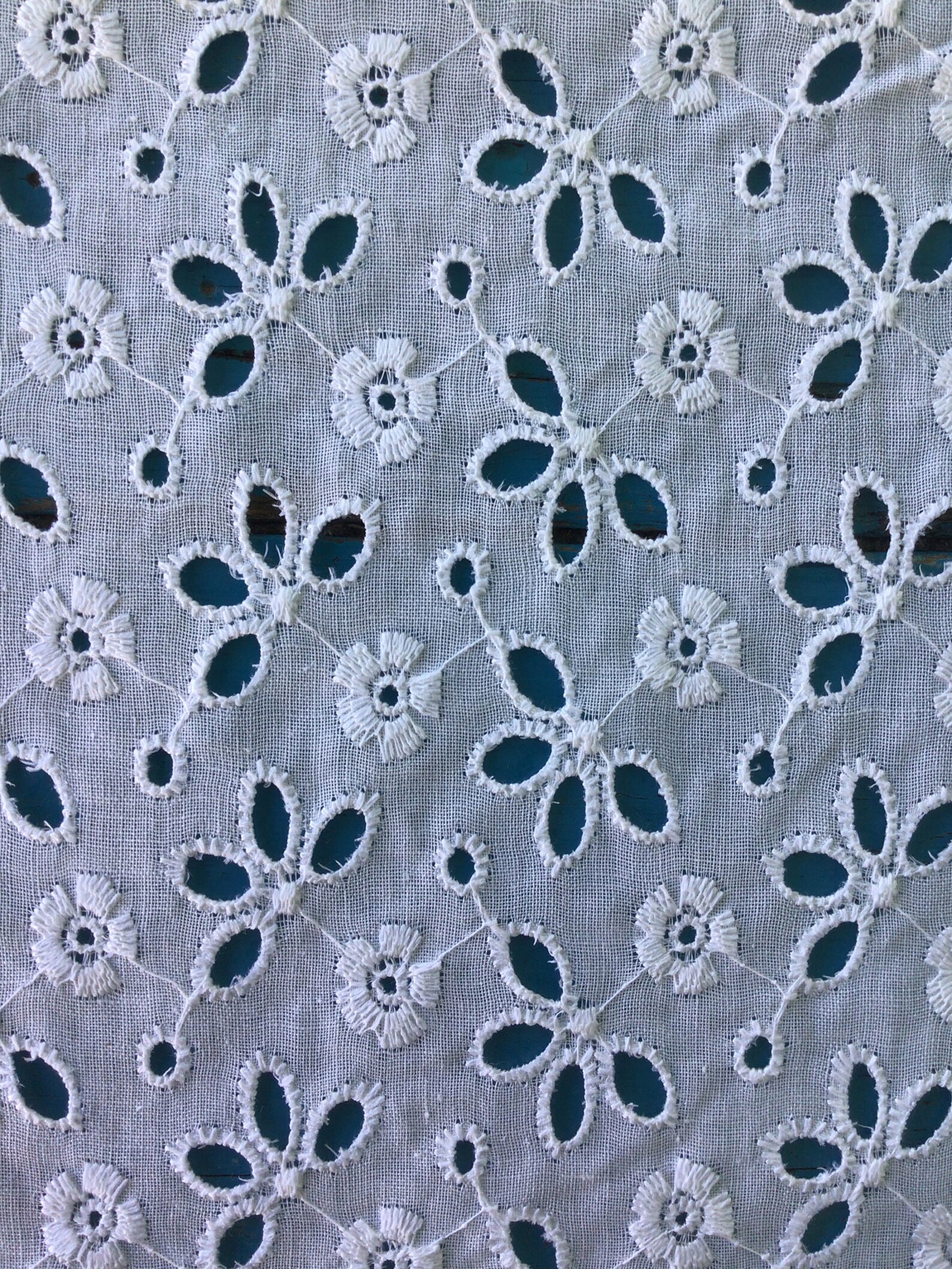 Vintage Floral Eyelet Fabric 1971 Etsy