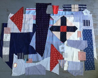 Antique and Vintage Red White and Blue Fabrics