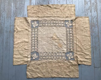 Antique, Handworked Linen Table Cover, AS IS