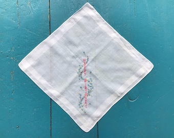 Vintage Embroidered Handkerchief, Happy Birthday, 1950s