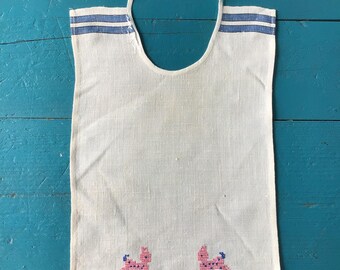 Antique, Homemade Baby Bib with Embroidery 1900-1910
