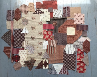 Antique Fabric W Tan, Madder, Rust and Black 1870-1880