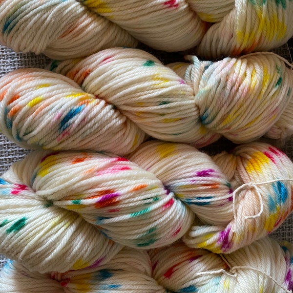 Sprinkle Dreams Hand Dyed Merino Yarn 8 ply 100g Skein