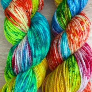 Rainbow Dreams Hand Dyed Merino Yarn 8 ply 100g Skein