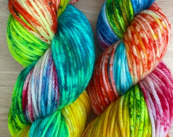 Rainbow Dreams Hand Dyed Merino Yarn 8 ply 100g Skein