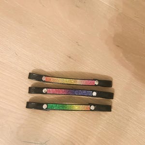 Premium Faux Leather and Rainbow Rhinestone Gem Hobby Horse Browbands Roughly 5 1/2 inch-6 inches in length