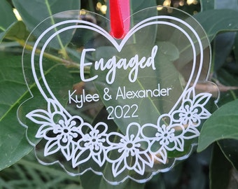 Engagement Ornament | Personalized Engagement ornament | Engagement Party Gift | First Christmas Together Ornament | Heart  Ornament