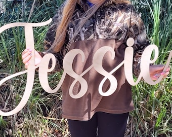 Large wood name sign | nursery name sign | above crib cut out | Baby Name Sign | Family Name Sign | Custom Wood Name Sign | Laser Cut Name