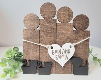 Wooden Family Block Family Figures | Tiered Tray Decor | Shelf sitter