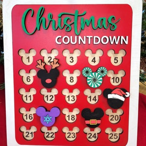 Christmas Countdown Sign, Family Count Down, Holiday Countdown Calendar, Magical Mouse Themed Calendar, 6 Piece Christmas Countdown