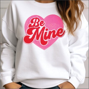 Be Mine Chenille and Sequin Heart- Valentines -Chenille Patch - DIY Patch - Iron on Patch
