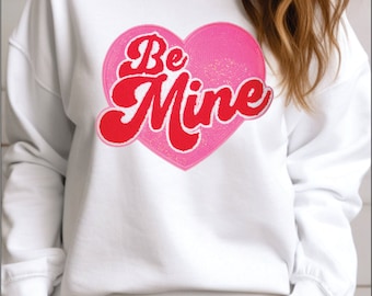 Be Mine Chenille and Sequin Heart- Valentines -Chenille Patch - DIY Patch - Iron on Patch