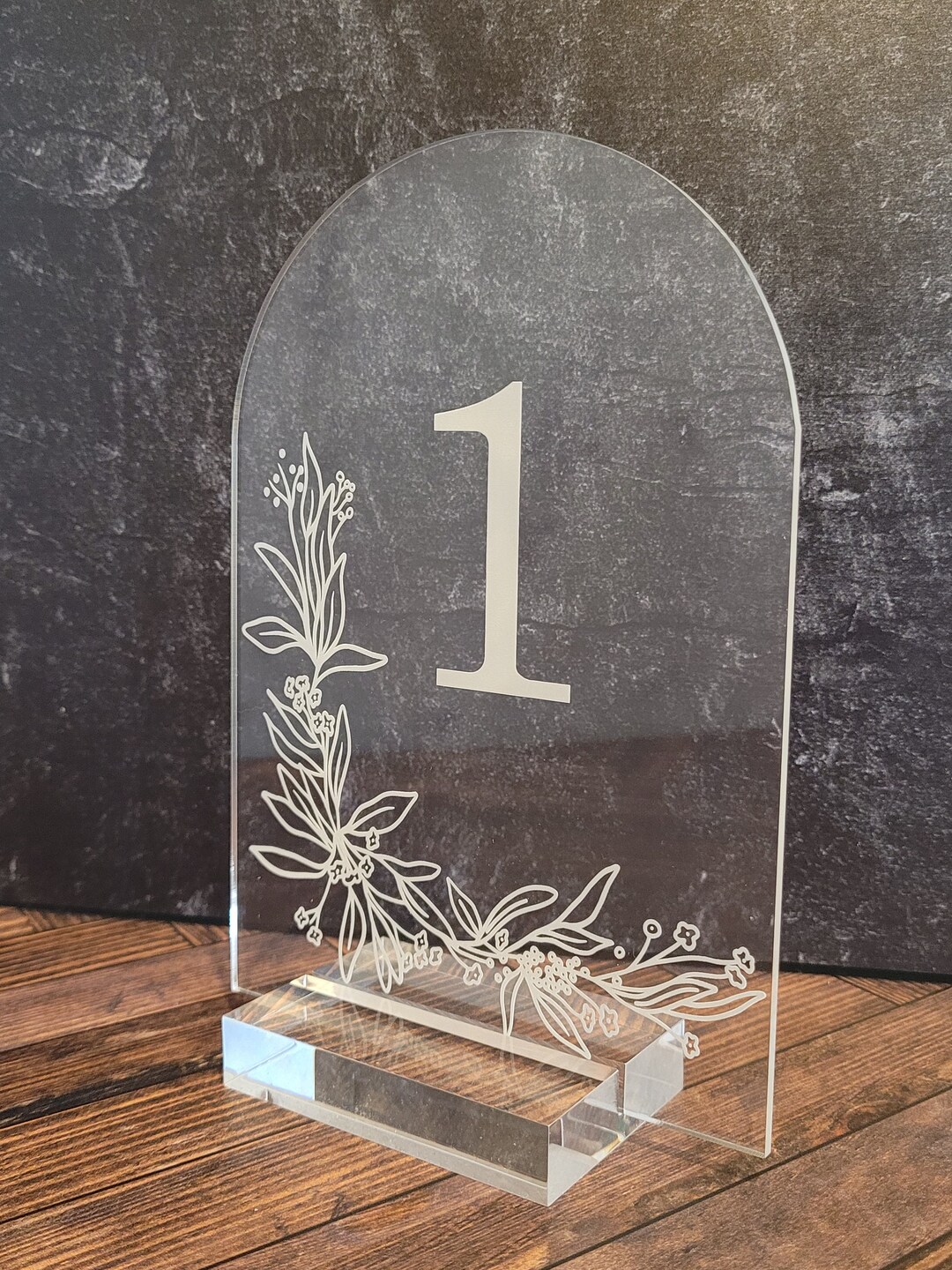Clear Floral ARCH Acrylic Table Number Sign Modern Table Numbers Floral