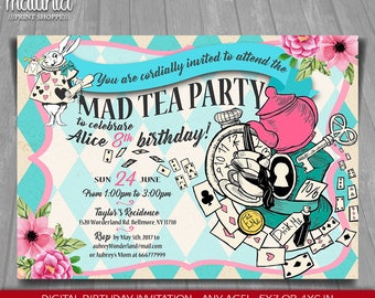 Mad Hatter Tea Party Invitation Etsy