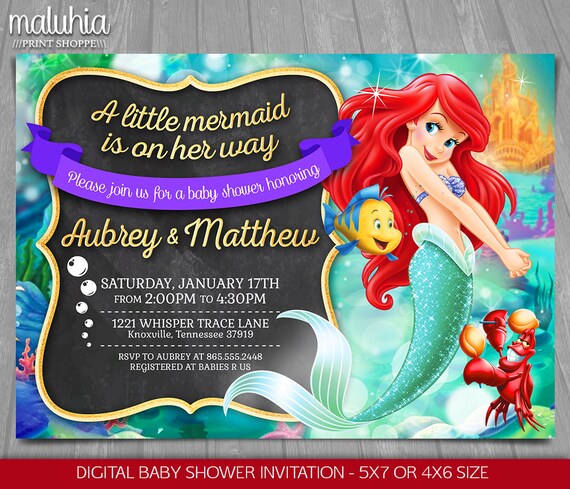 Little Mermaid Baby Shower Invitation Disney Princess Ariel Etsy Little Mermaid Baby Shower Invitation Disney Princess Ariel Etsy