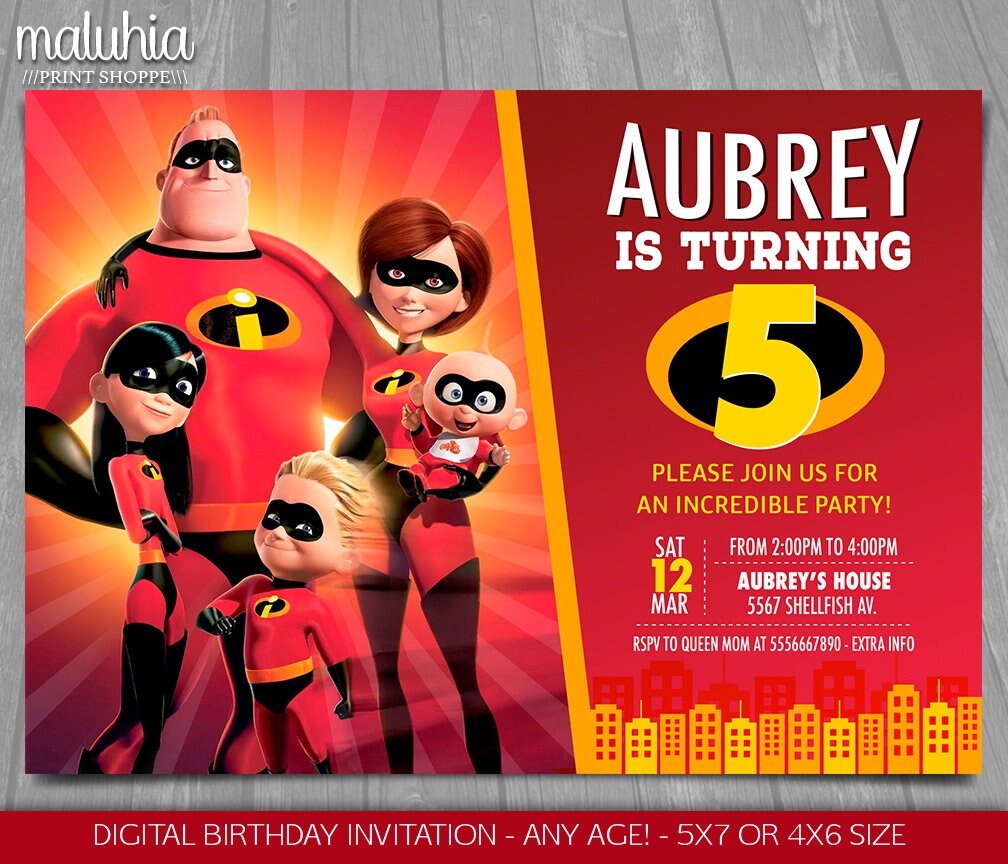 Incredibles Invitation Disney Pixar The Incredibles 2 Invite Etsy