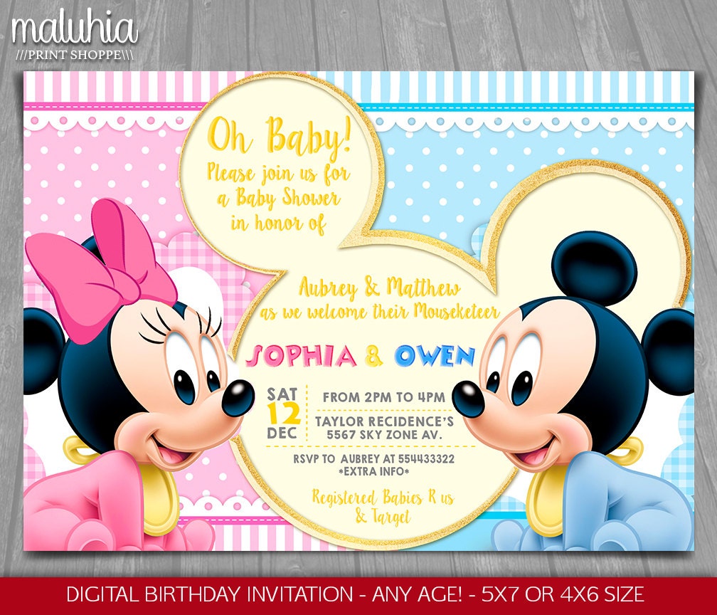 Baby Shower Invitations Mickey And Minnie 1