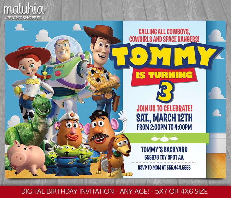Toy Story Invitation Toy Story Invite Disney Pixar Toy Etsy