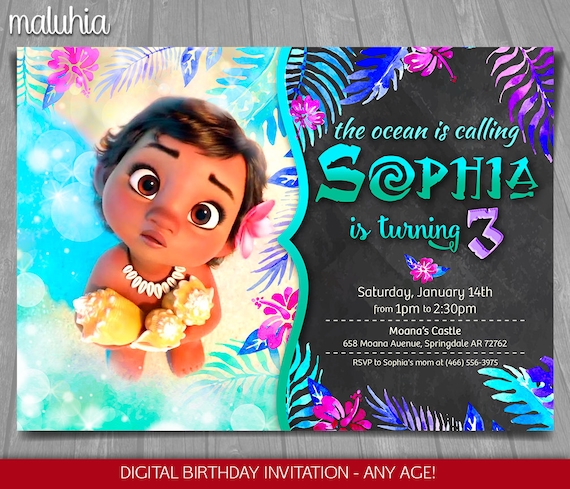 Moana Invitation Disney Moana Invite Moana Birthday Etsy