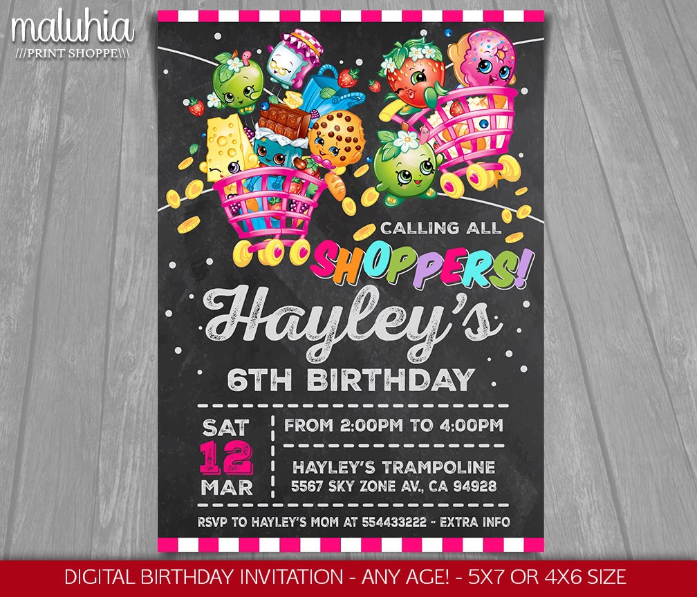 Shopkins Invitation Shopkins Invite Shopkins Birthday Etsy