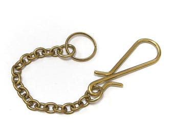 Brass Key Chain Oval Wire Coil Fishhook Key Hook Split Ring Made in Japan Quality Vintage New Old Classical Bikers Style Smoky Sumi's Store