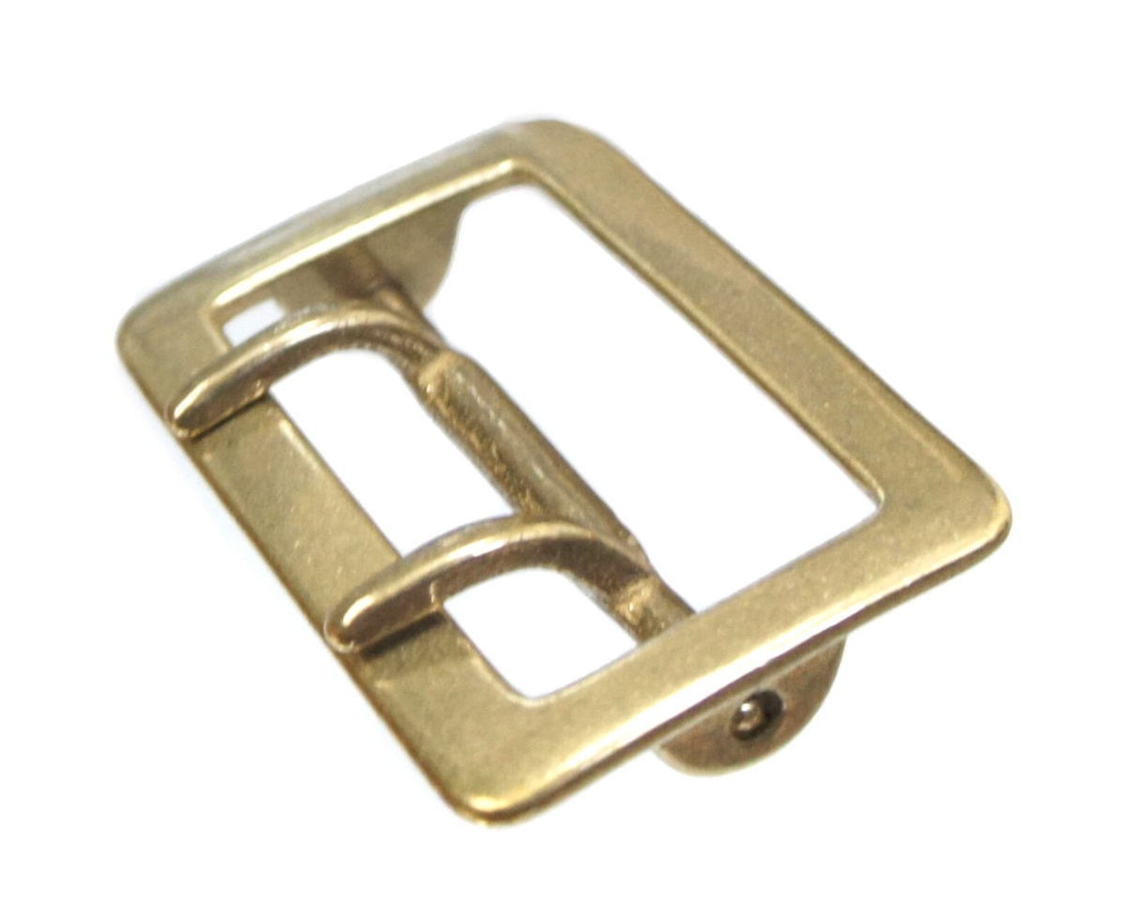 Brass Rectangle Buckle Solid Double Tongue Garrison Leather Etsy