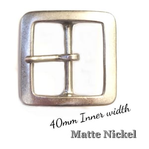 Argent mat 40 mm de largeur en laiton boucle carrée solide ceinture en cuir de garnison à une agrafe Style vintage Japon fumé Sumi's Store