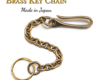 Messing lange sleutelhanger ovale vishaak sleutelhanger 30 mm draadsplitring Made in Japan Vintage New Old Classical Bikers Style Smoky Sumi's Store