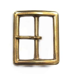 Brass Rectangle Buckle Solid Single Prong Garrison Military Leather Belt 44mm Width New Vintage Old Style Made in Japan Smoky Sumi's Store