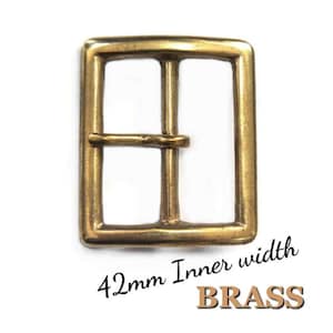 Mosiężna prostokątna klamra, solidny, pojedynczy ząb, skórzany pasek wojskowy, szerokość 44 mm, nowy, zabytkowy, stary styl, wyprodukowany w Japonii, sklep Smoky Sumi