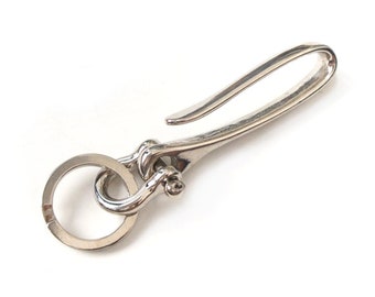 Smoky Sumi's Store Japanese Original Design Solid Brass Nickel Fishhook Style Key Chain Keyring Shackle Split Ring Made in Japan Quality EDC