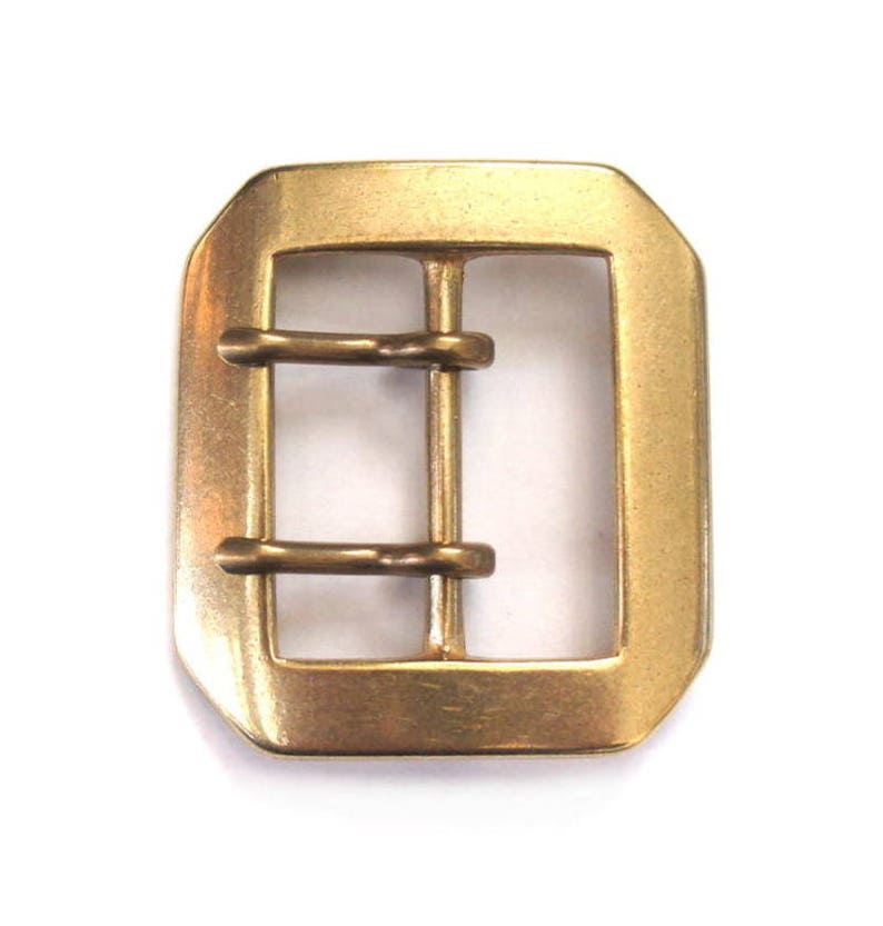 Brass Octagon Buckle Solid Double Prong Garrison Leather Belt Etsy