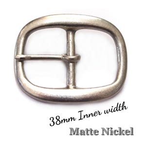 Brass Matte Silver Oval Buckle Solid Custom Leather Belt 38mm Width Vintage Classical Style Hippie Boho Made in Japan Smoky Sumi's Store