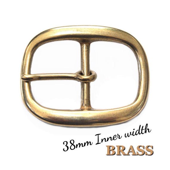Brass Oval Buckle Solid Custom Leather Belt 38mm Width  display picture 2