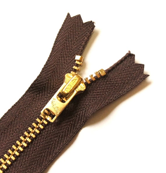 Vintage Talon Zipper 1950s Reproduction Brown Cotton X Brass Zip