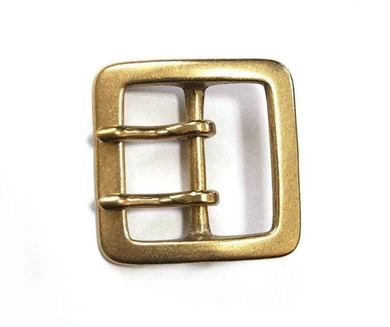 Brass Square Buckle Solid Single Double Prong Garrison