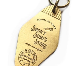 Smoky Sumi's Store Old Motel Key Tag Style Brass Zinc Original Design Plate Fob Hook Chain EDC Vintage Street Fashion Leather Crafts