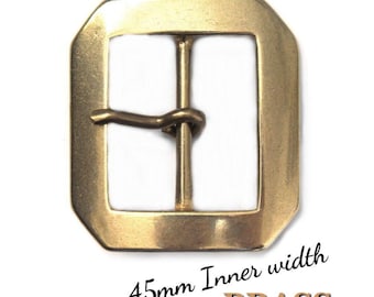 45mm Inner Width Brass Octagon Buckle Solid Single Prong Garrison Leather Belt Vintage Style
