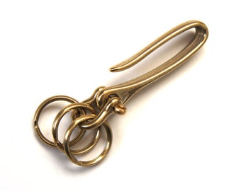 Smoky Sumi's Store Japanese Original Design Brass Fishhook Style Key Chain Keyring Shackle Split Wire Ring Made Japan Triple EDC