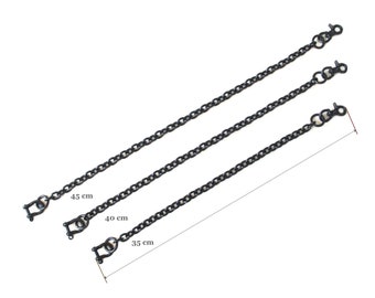 Brass Black Oval Safety Wallet Chain 35cm 40cm 45cm Made in Japan Quality Bikers Truckers Fishhook Key Hook Vintage Style Shackle Clasp