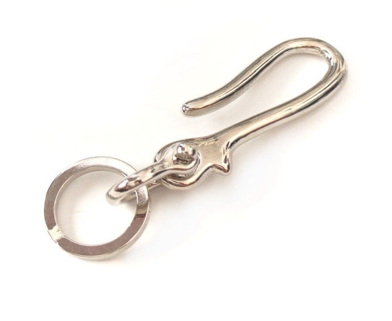 Smoky Sumi's Store Original Design Japanese Brass Nickel Fishhook Style Key Chain Shackle Split Ring Made Japan Quality Hardware Leather EDC