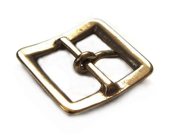 Brass Square Buckle Solid Single Prong Garrison Leather Belt
