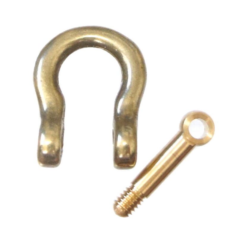May include: A gold-colored metal eye bolt with a threaded end and a loop on the other end.