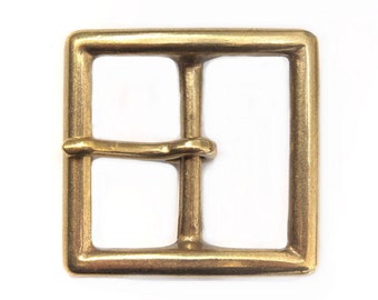 Brass Square Buckle Solid Single Prong Garrison Military Leather Belt 38mm Width Vintage Old Style Made in Japan Quality Smoky Sumi&#39;s Store