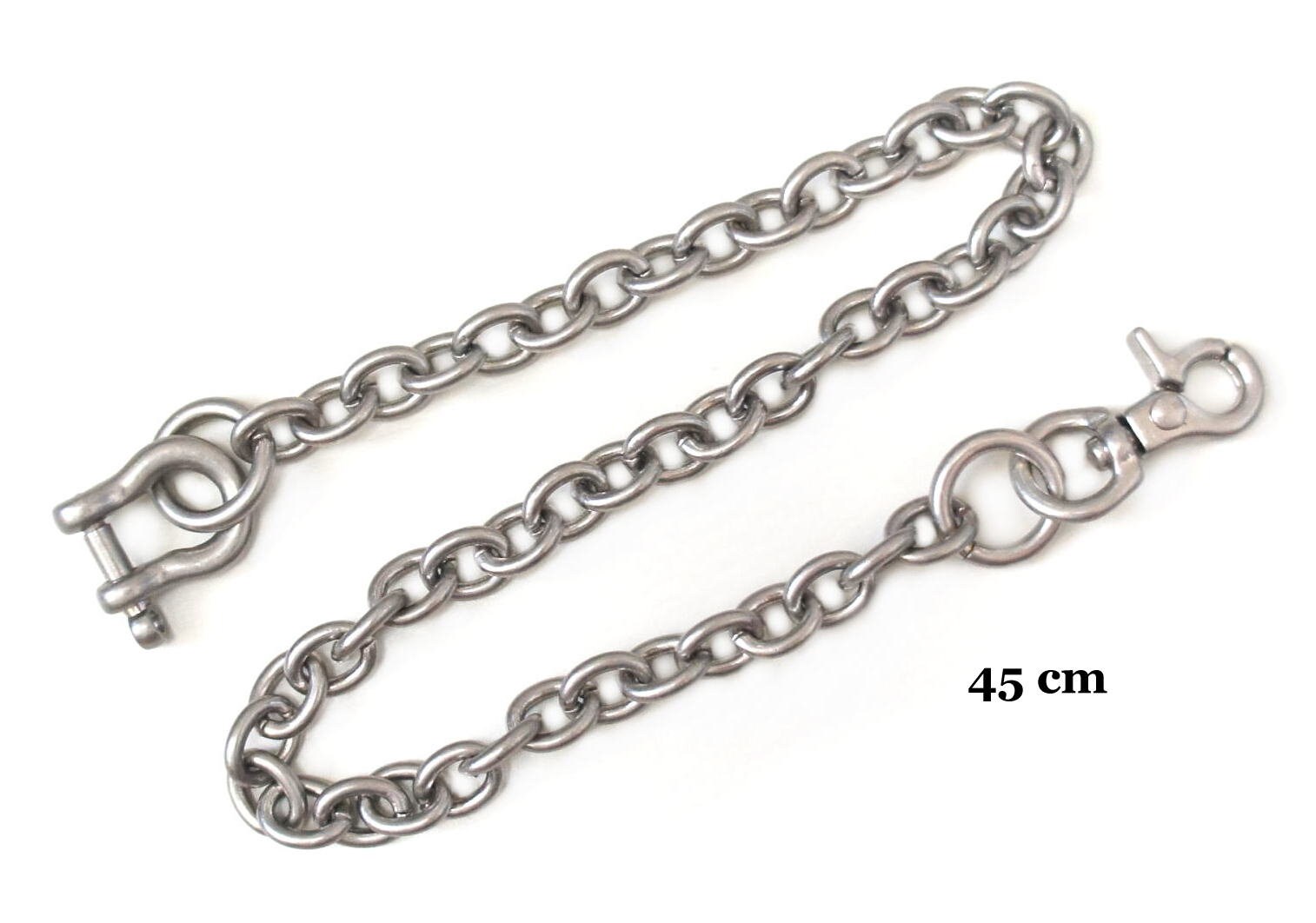 Brass Matte Silver Oval Safety Wallet Chain 35cm 40cm 45cm