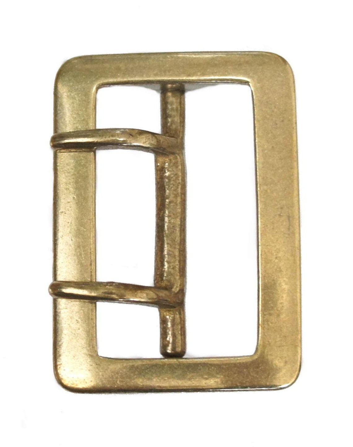 Brass Rectangle Buckle Solid Double Tongue Garrison Leather Etsy