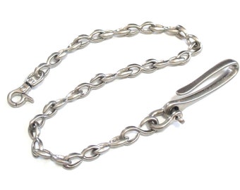 Matte Nickel Silver Solid Brass &quot;S&quot; Link Safety Wallet Chain Made in Japan Quality Bikers Fishhook Key Hook Vintage Quality Style Shackle