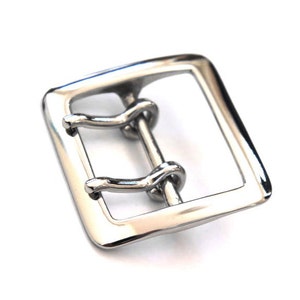 Nickel Silver Brass Square Buckle Solid Double Prong Garrison Leather Belt 40mm Width Vintage Old Style Made in Japan Smoky Sumi&#39;s Store