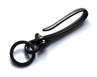 Smoky Sumi's Store Japanese Original Design Solid Brass Black Fishhook Style Key Chain Keyring Shackle Split Ring Made Japan Quality Model-A