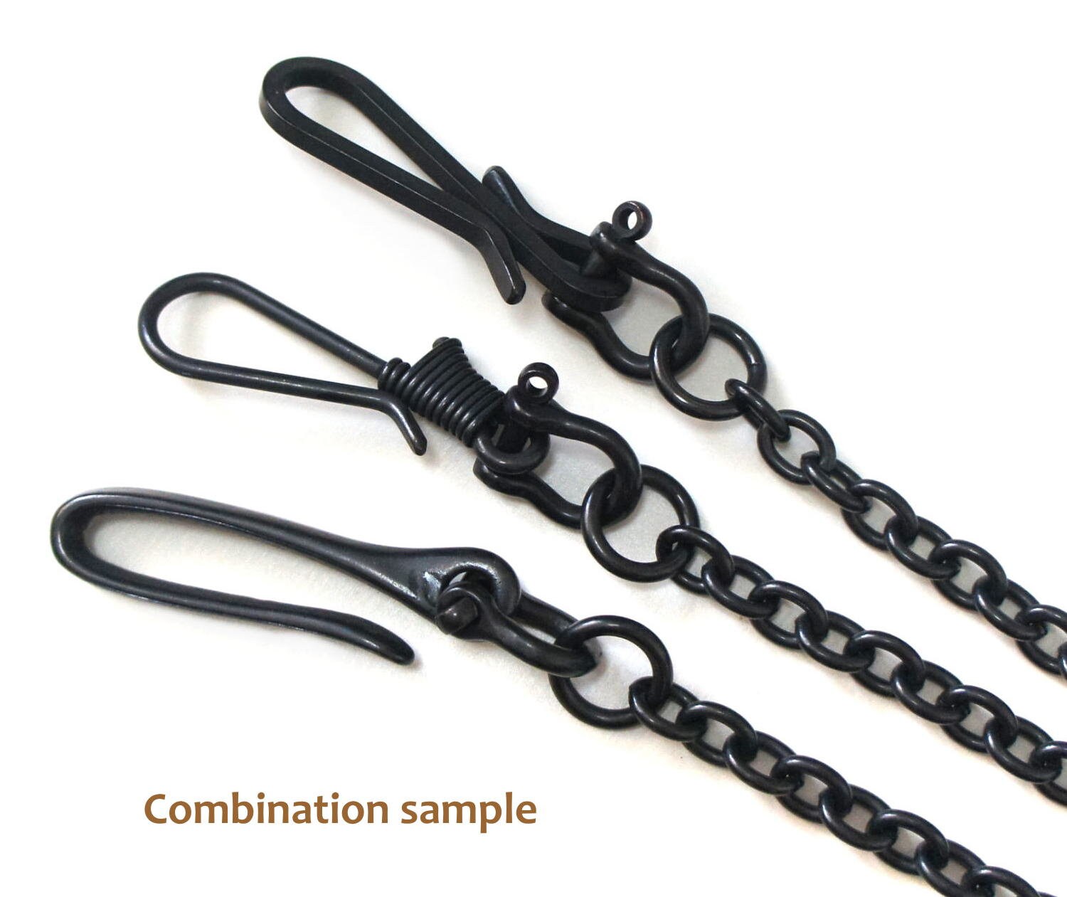 小物 combo closs wallet chain BLK Brass Black Oval Safety Wallet Chain 35cm 40cm 45cm Made in